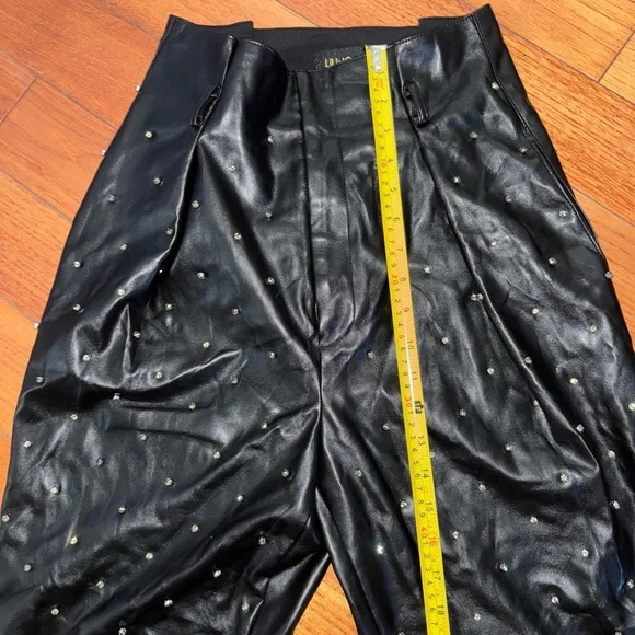 Liu Jo Milano faux leather Black Pants with Stud Accents high waist size 38 EU - Picture 8 of 13